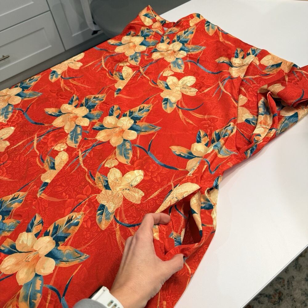 Vintage 1970s Mrs. Roper Red Floral Caftan Muumuu Dress Zip Front Plus Size 1X - Picture 13 of 13